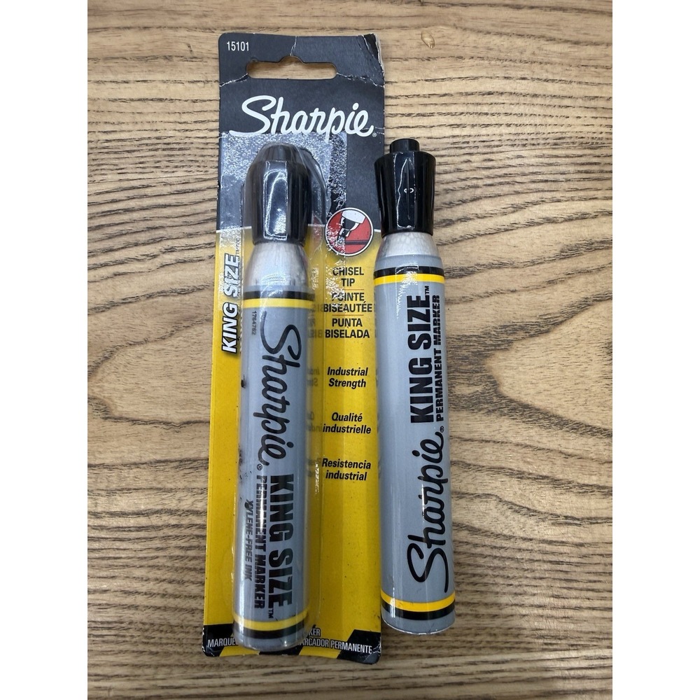 Vintage Sanford Sharpie King Size Permanent Markers Black Metal Barrel Lot of 2